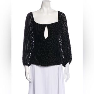 Alice + Olivia Black Leopard Top